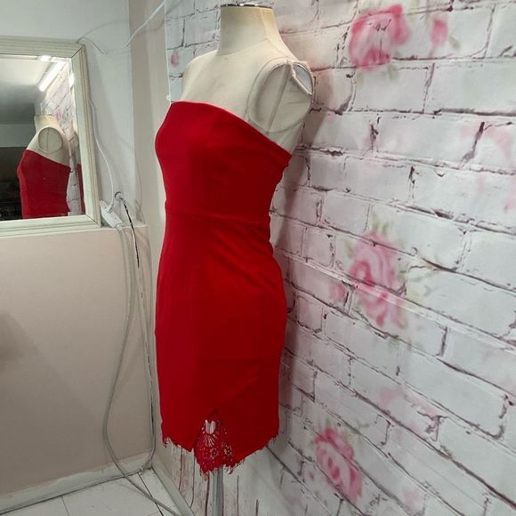 Lulu’s NWT Mateo Red Lace Strapless Bodycon Dress - Picture 7 of 14